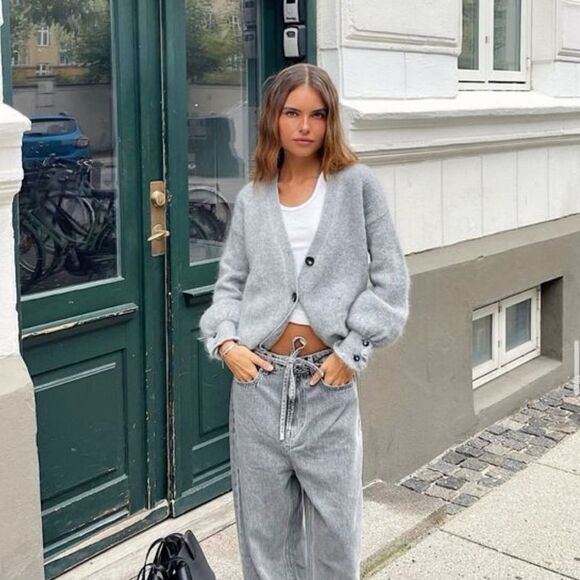 Gray oversized cardigan - Picture 1 of 5